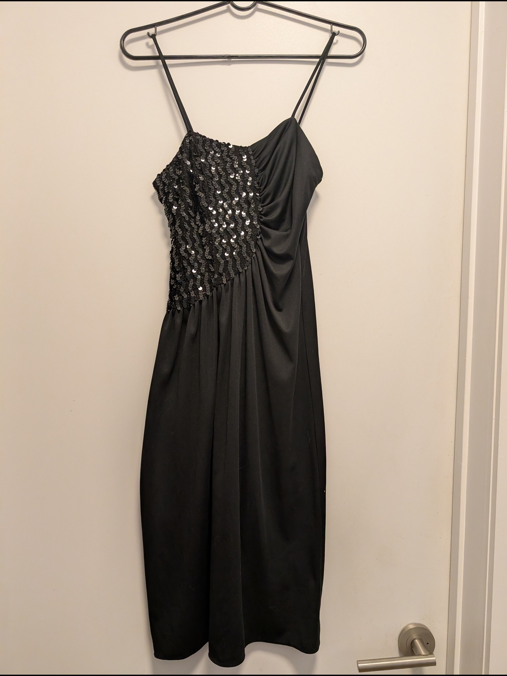 Vintage 70s-80s Black Sequin Strappy Dress